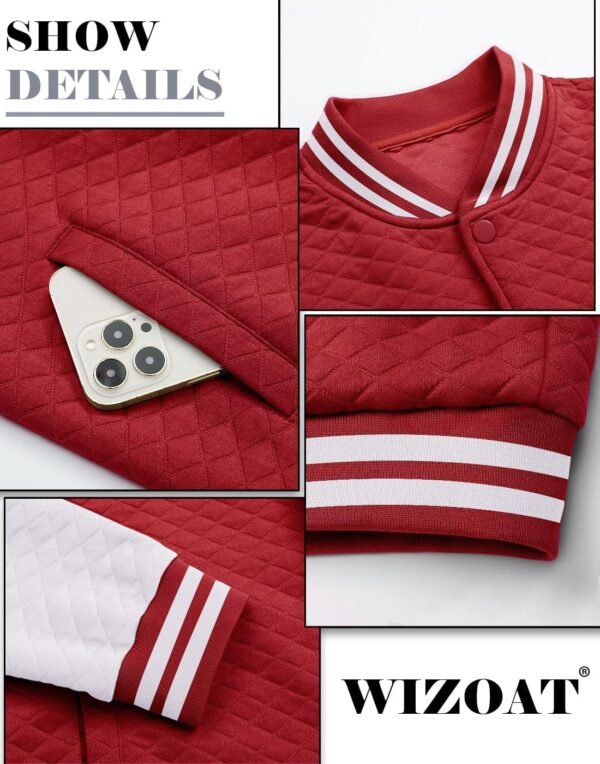 Mens Varsity Jacket Lightweight Jacket Causal Waffle Letterm...