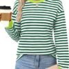 ANRABESS Long Sleeve Shirts for Women Striped Crewneck Loose...