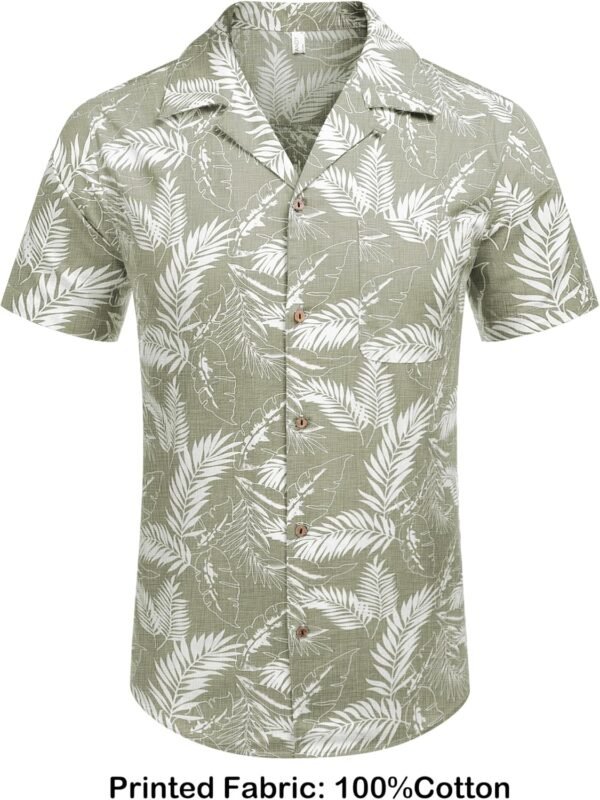 COOFANDY Men's Hawaiian Floral Shirts Cotton Linen Button Do...