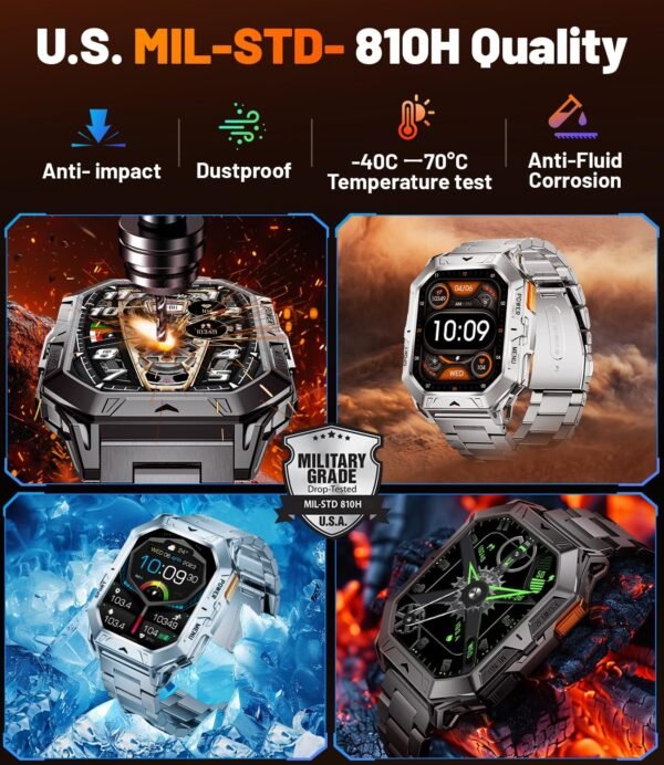 LIGE Military Smart Watches for Men(Answer/Make Calls),100-D...