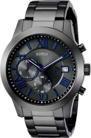 GUESS Men's Stainless Steel Gunmetal Chronograph Bracelet Wa...