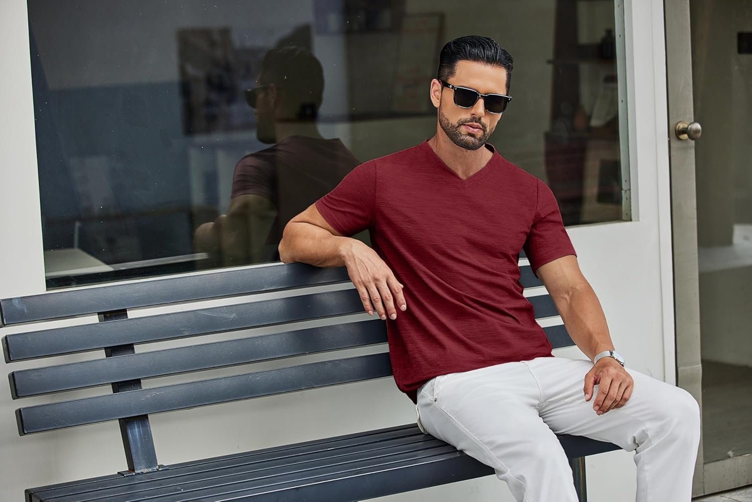 COOFANDY Men's T Shirts Short Sleeve Classic V Neck T-Shirt ... - Image 4