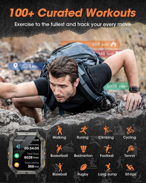 Military Smart Watches for Men (Answer/Make Calls), 2.02'' F...