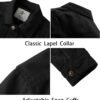 WenVen Men's Casual Canvas Cotton Military Lapel Jacket