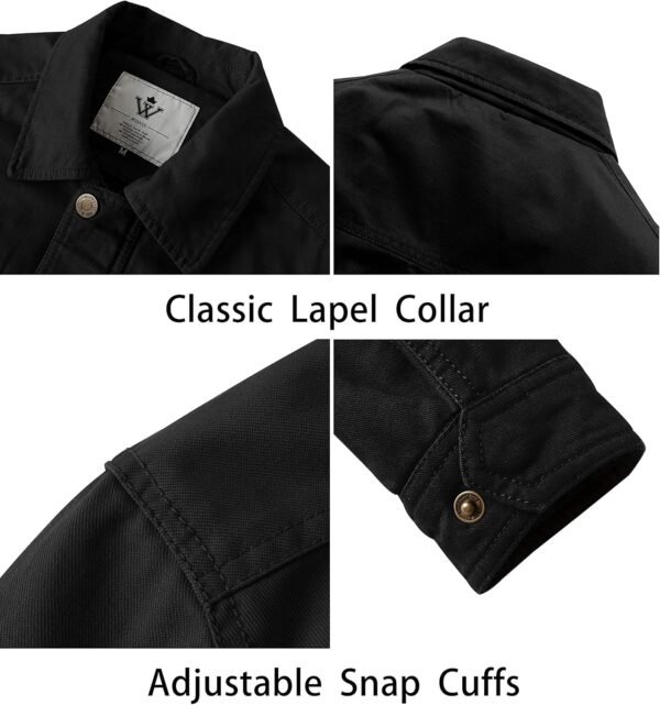 WenVen Men's Casual Canvas Cotton Military Lapel Jacket