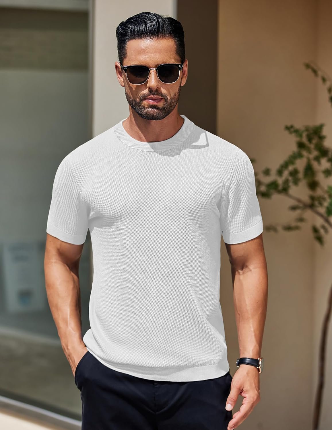 COOFANDY Men's Knit T-Shirts Short Sleeve Crewneck Shirt Cas... - Image 2