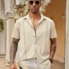 COOFANDY Mens Short Sleeve Cuban Guayabera Shirt Casual Summ...
