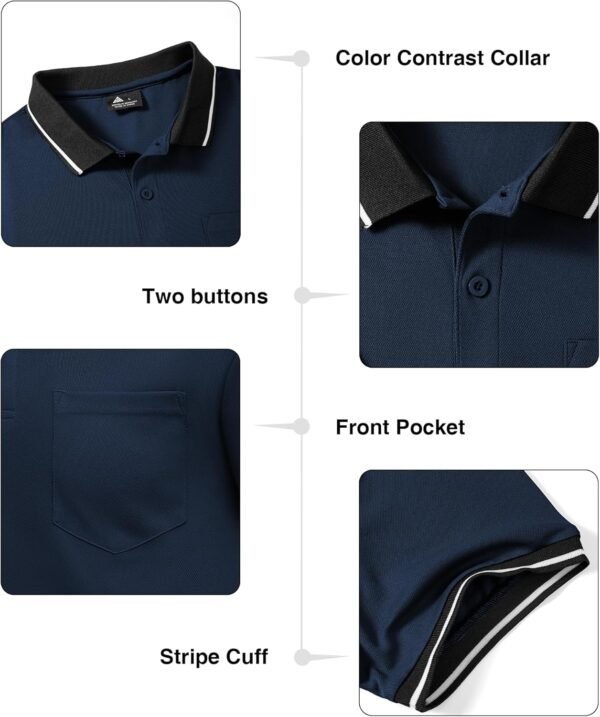 ZITY 3 Pack Men Polo Shirts Short Sleeve with Pocket Sport W...