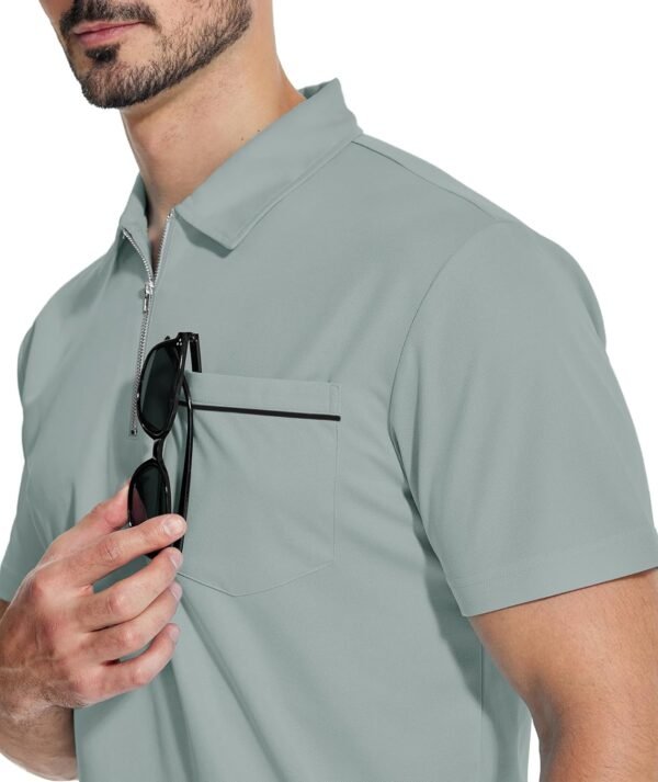 ZITY Mens Polo Shirts Quarter Zip Shirts Casual Classic Ligh...