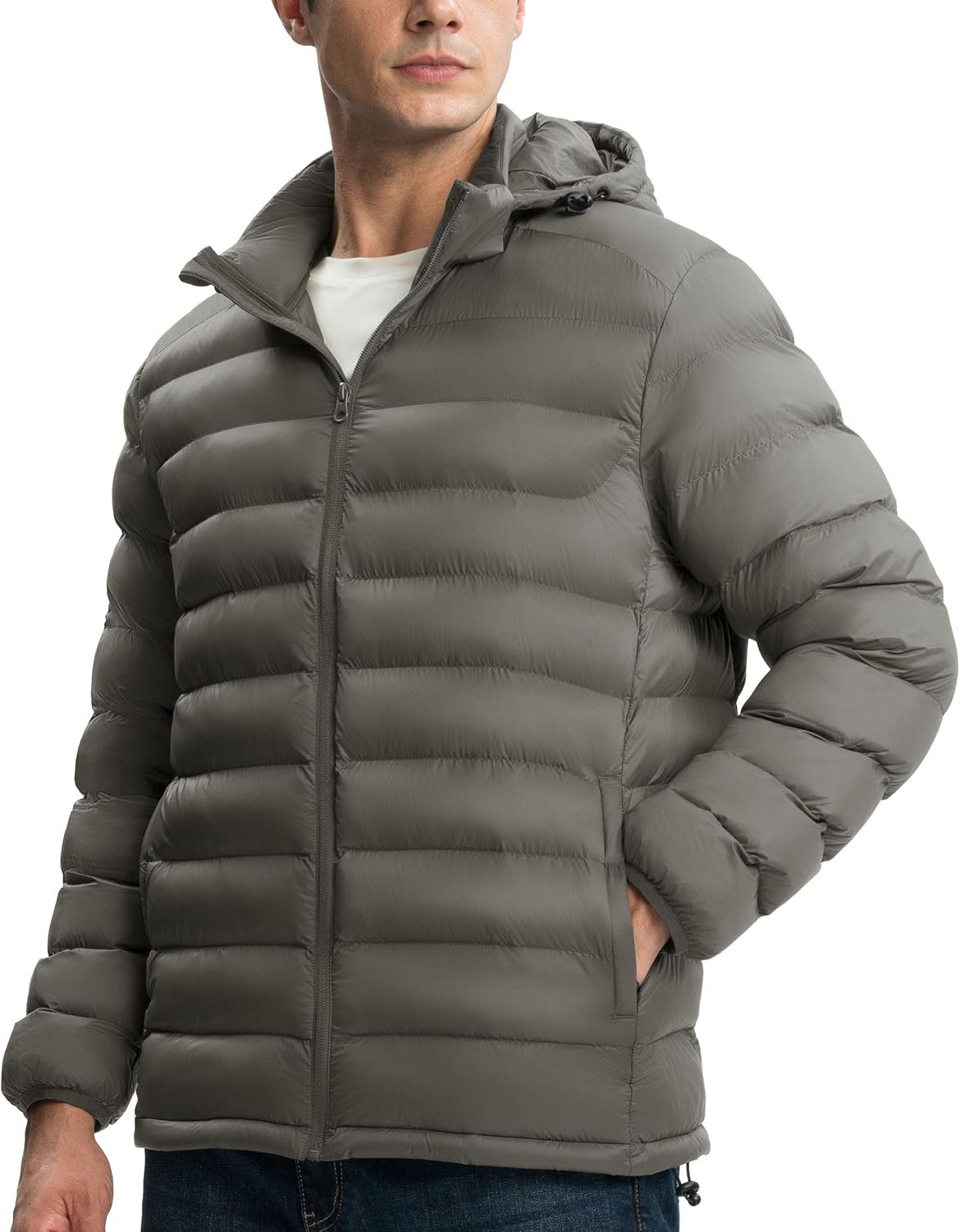 Gopune Men's Lightweight Puffer Jacket Detachable Hooded Wat... - Image 2