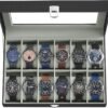 SONGMICS Watch Box, 12-Slot Watch Case with Large Glass Lid,...