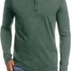 PEGENO Men's Fashion Casual Front Placket Long Sleeve Henley...