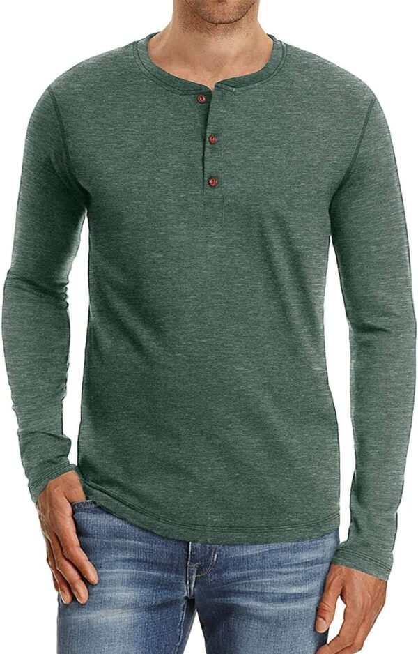 PEGENO Men's Fashion Casual Front Placket Long Sleeve Henley...