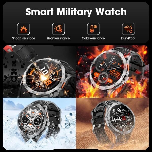 Military Smart Watch for Men 1.85" HD Ultra Screen Touch Scr...