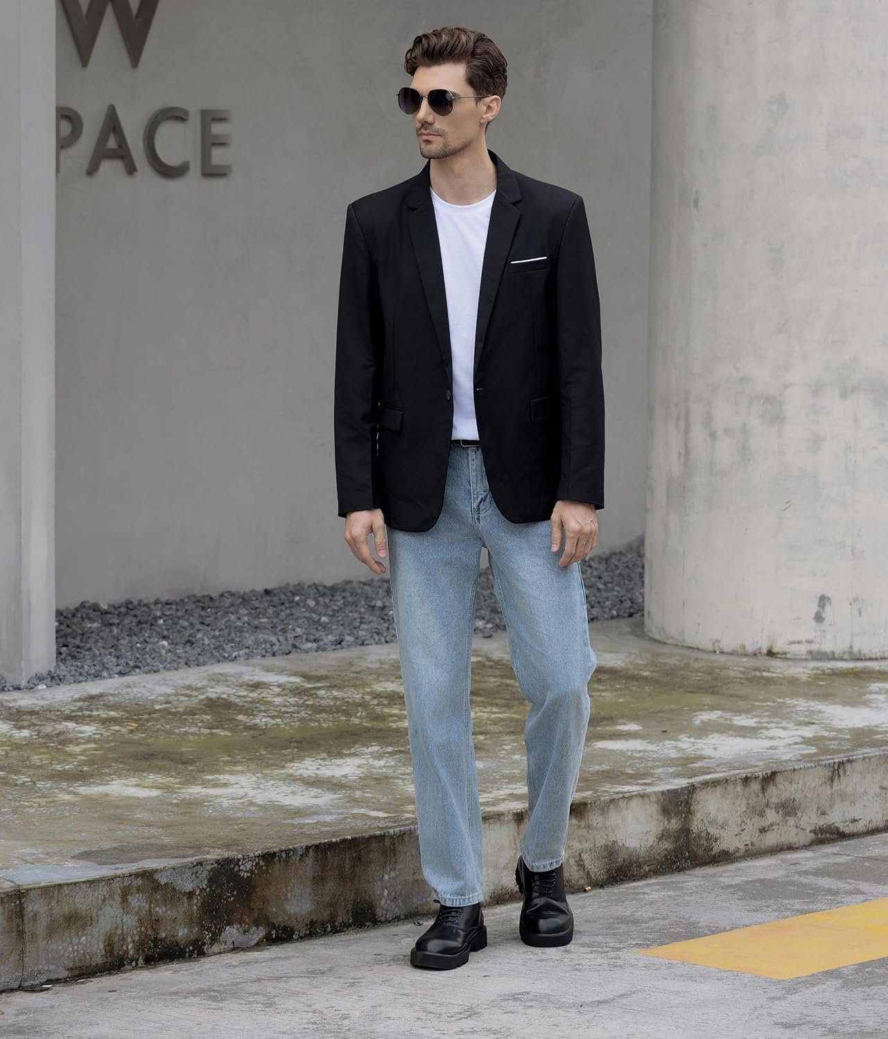 Beninos Mens Blazer Jacket Slim Fit Casual One Button Sport ... - Image 3