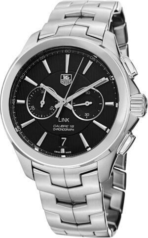 Tag Heuer Link Black Dial Stainless Steel Mens Watch CAT2110...