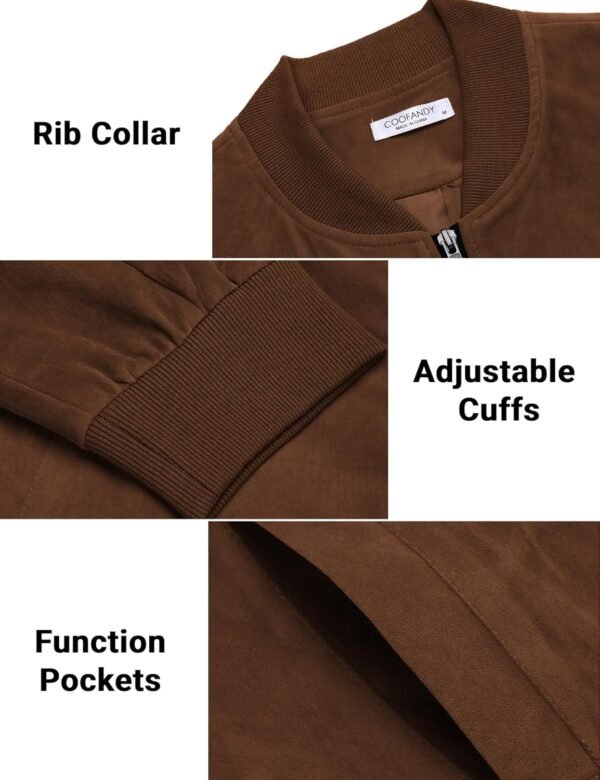 COOFANDY Men's Casual Varsity Jacket Vintage Lightweight Sue...