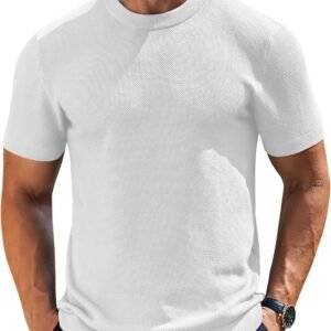COOFANDY Men's Knit T-Shirts Short Sleeve Crewneck Shirt Cas...