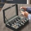 SONGMICS Watch Box, 12-Slot Watch Case with Large Glass Lid,...