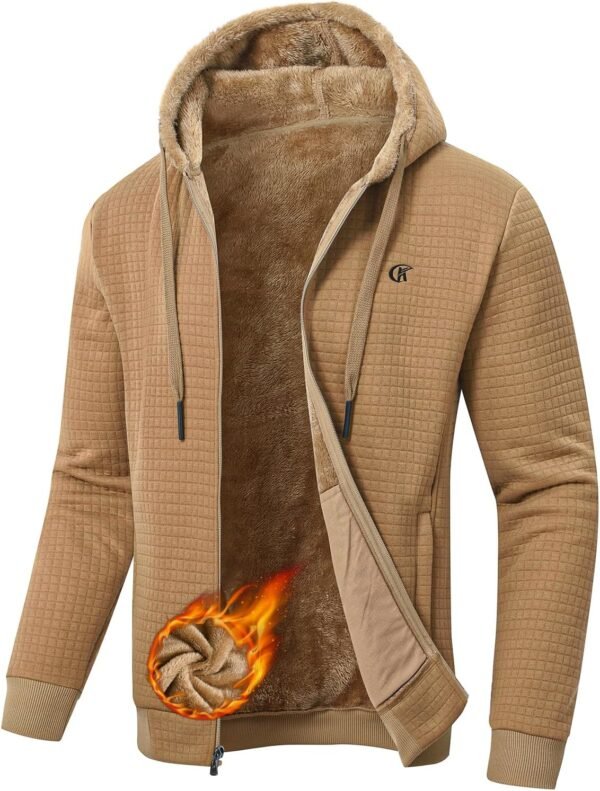 Men's Zip Up Hoodie Heavyweight Fleece Sherpa Lined Sweatshi...
