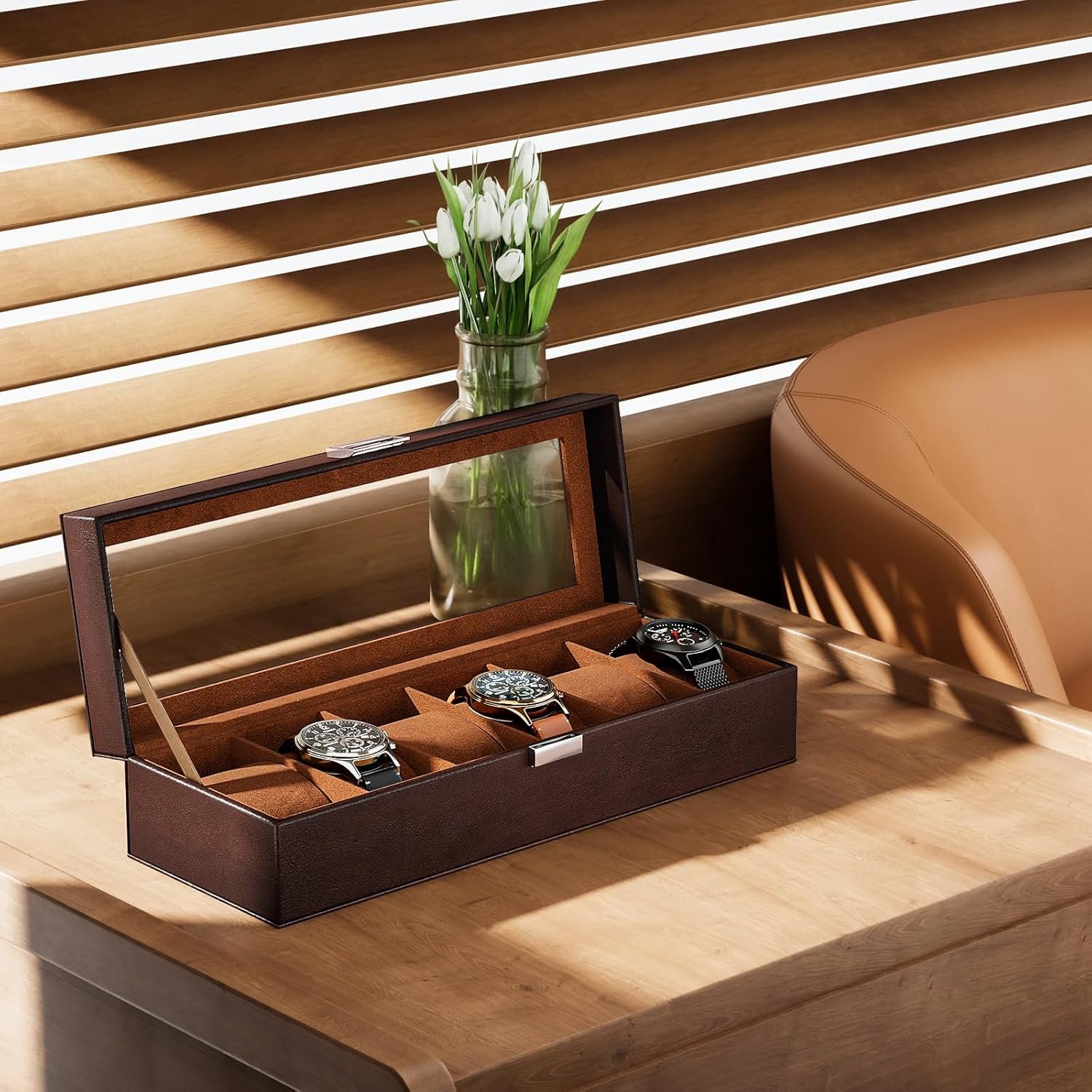 ProCase Watch Box for Men, 6 Slot Mens Watch Case, Watch Sto... - Image 7