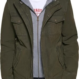 Levi's Men's Washed Cotton Hooded Military Jacket