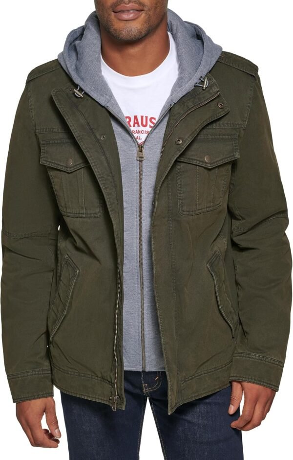 Levi's Men's Washed Cotton Hooded Military Jacket