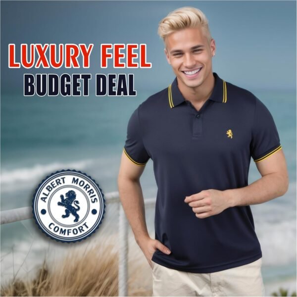 Albert Morris Mens Striped Short Sleeve Polo Shirts 4 Pack