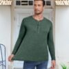 PEGENO Men's Fashion Casual Front Placket Long Sleeve Henley...