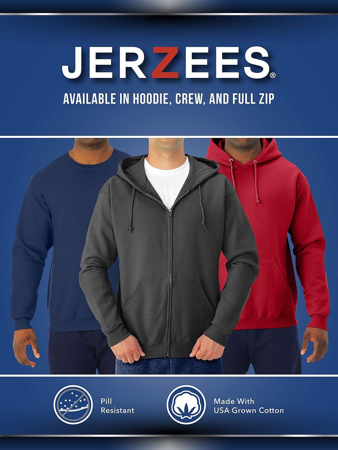 Jerzees Men’s NuBlend Fleece Hoodies & Sweatshirts, Cotton B... - Image 5