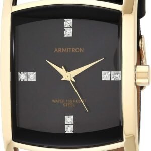 Armitron Men's Genuine Crystal Accented Leather Strap Watch