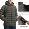 Gopune Men's Lightweight Puffer Jacket Detachable Hooded Wat...
