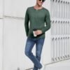 PEGENO Men's Fashion Casual Front Placket Long Sleeve Henley...