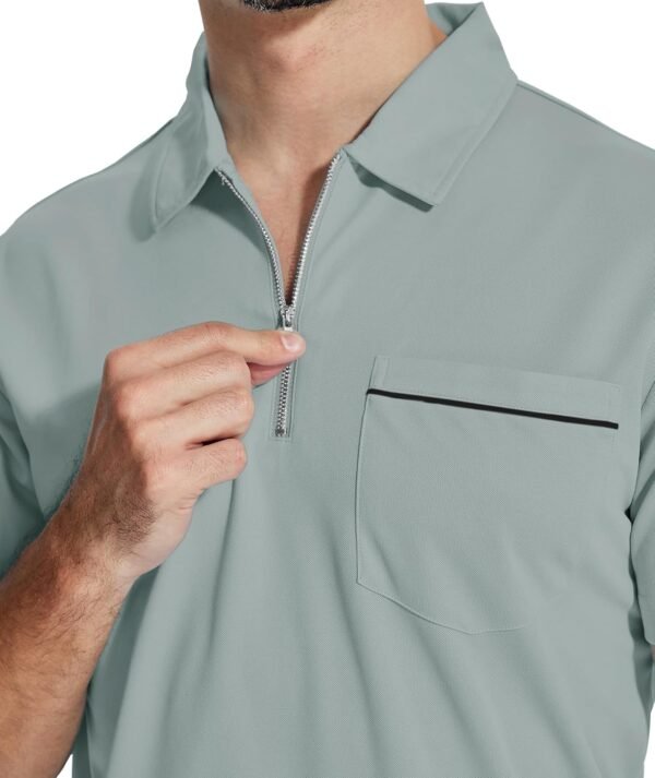 ZITY Mens Polo Shirts Quarter Zip Shirts Casual Classic Ligh...