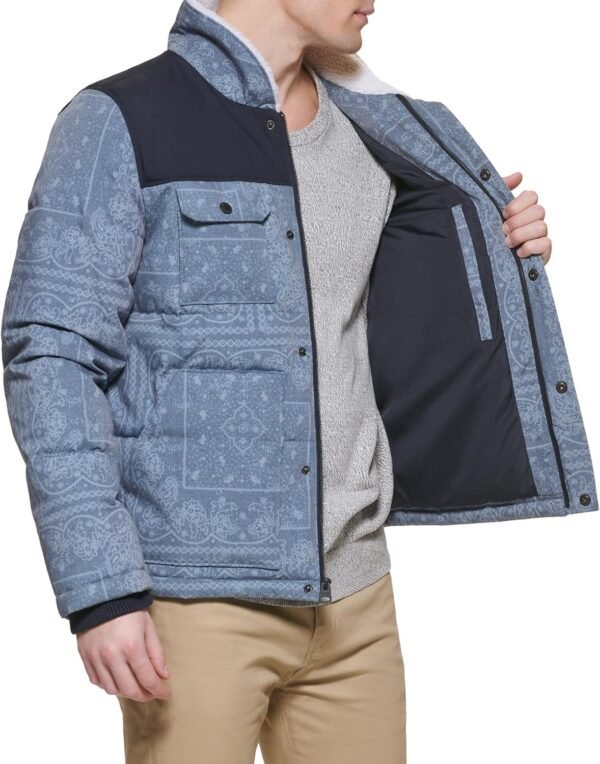 Levi's Men's Mixed Media Quilted Puffer Jacket with Sherpa L...