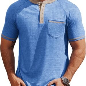 COOFANDY Mens Henley Shirts Short Sleeve Casual Button T-Shi...