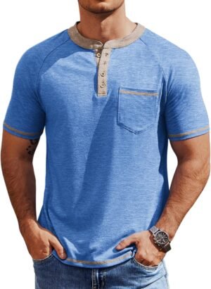 COOFANDY Mens Henley Shirts Short Sleeve Casual Button T-Shi...