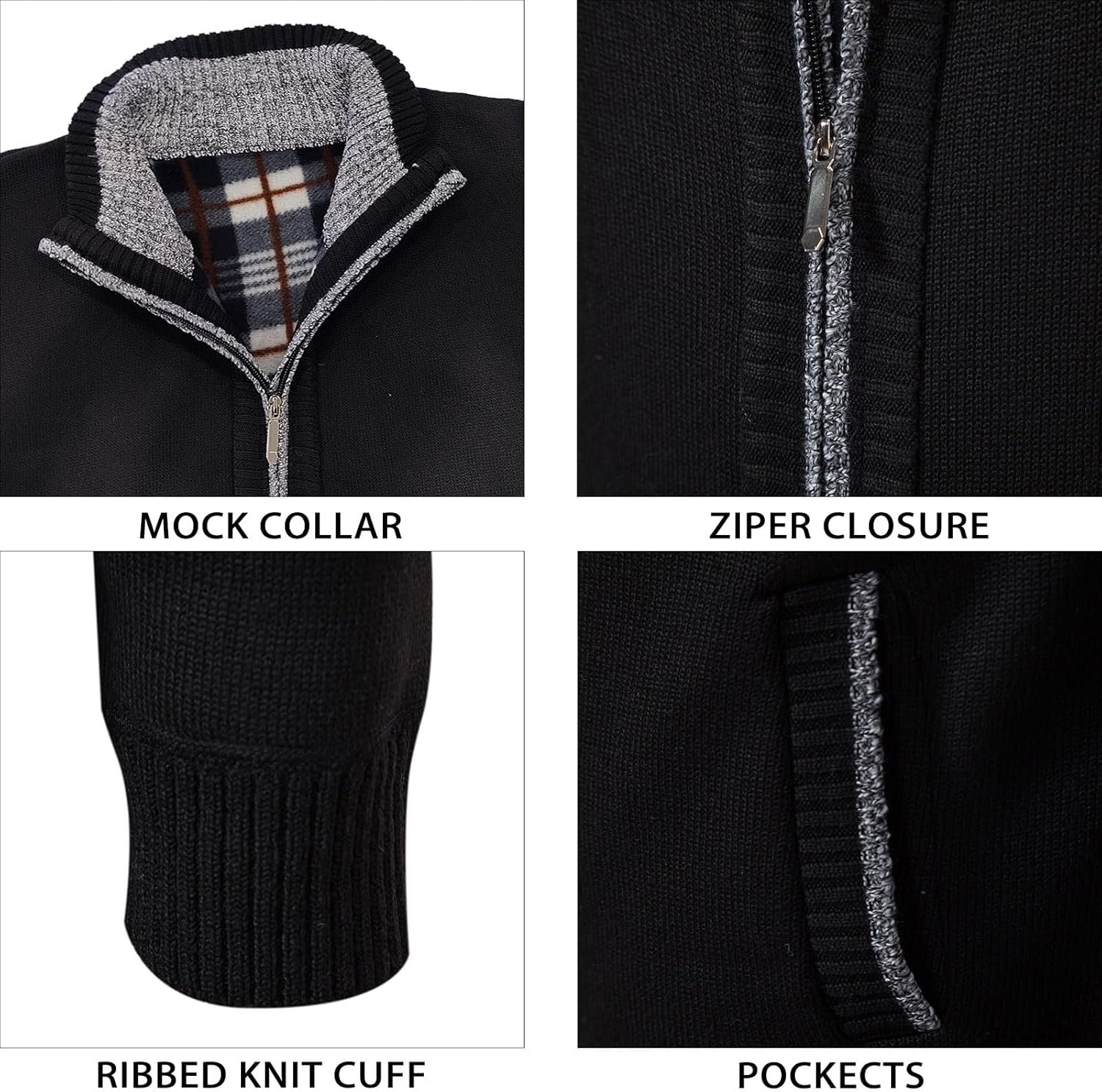 Mylldey Mens Sweater Cardigan Full Zip Knitted Long Sleeve S... - Image 3