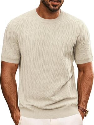 PJ PAUL JONES Men's T-Shirts Crewneck Short Sleeve Tee Textu...