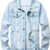 LAMKUKU Mens Denim Jacket Ripped Slim Jean Jacket Coat for M...