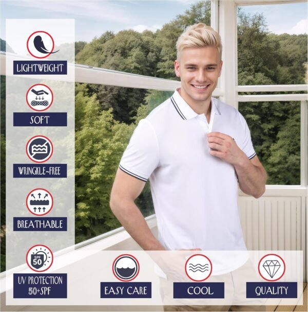 Albert Morris Mens Striped Short Sleeve Polo Shirts 4 Pack