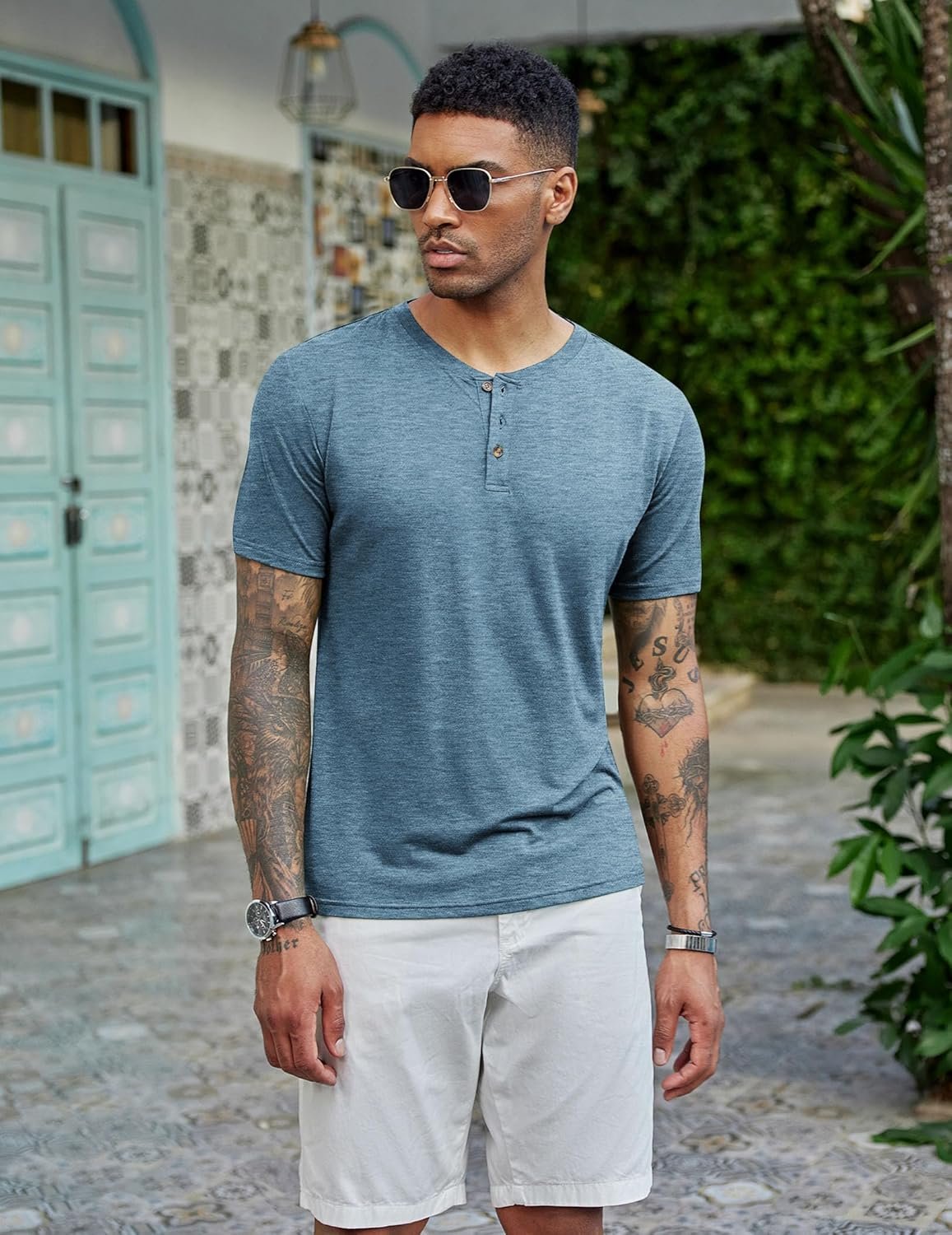 COOFANDY Men's Henley Shirts Short Sleeve Casual Basic Tee S... - Image 2