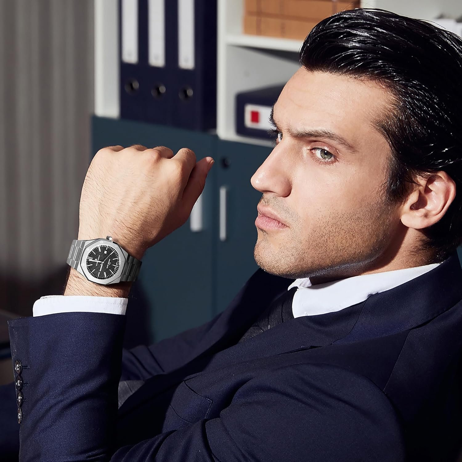 SAPPHERO Men's Watch Octagonal Stainless Steel 30M Waterproo... - Image 7