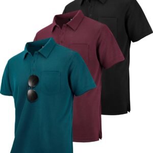 ZITY 3 Pack Polo Shirts for Men with Pocket Short Sleeve Moi...