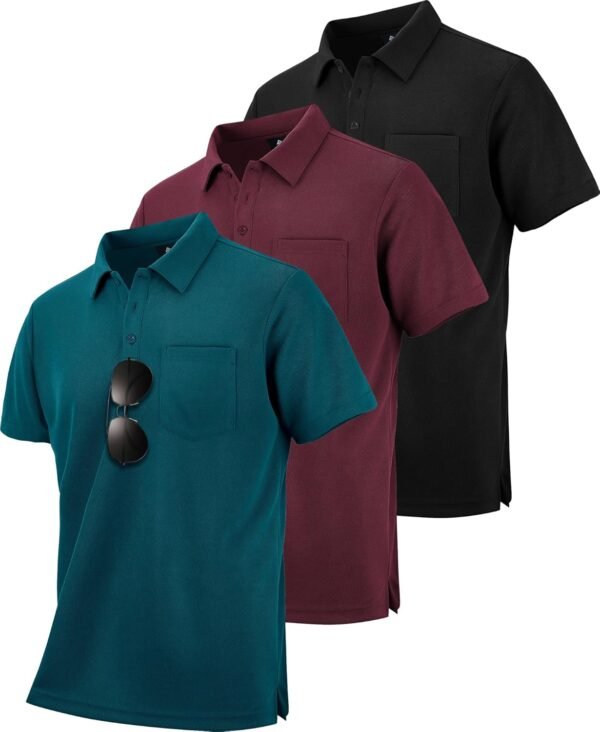 ZITY 3 Pack Polo Shirts for Men with Pocket Short Sleeve Moi...