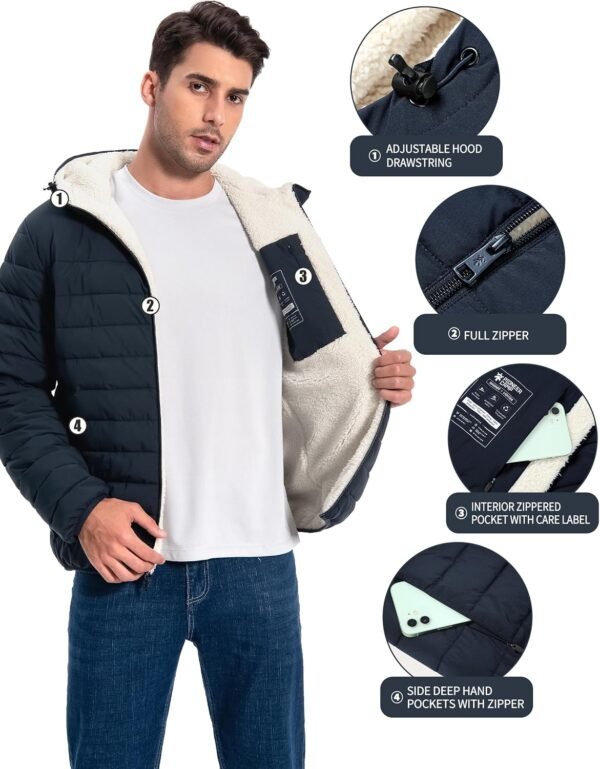 Pioneer Camp Men's Winter Puffer Jacket Sherpa Lined Hooded ...