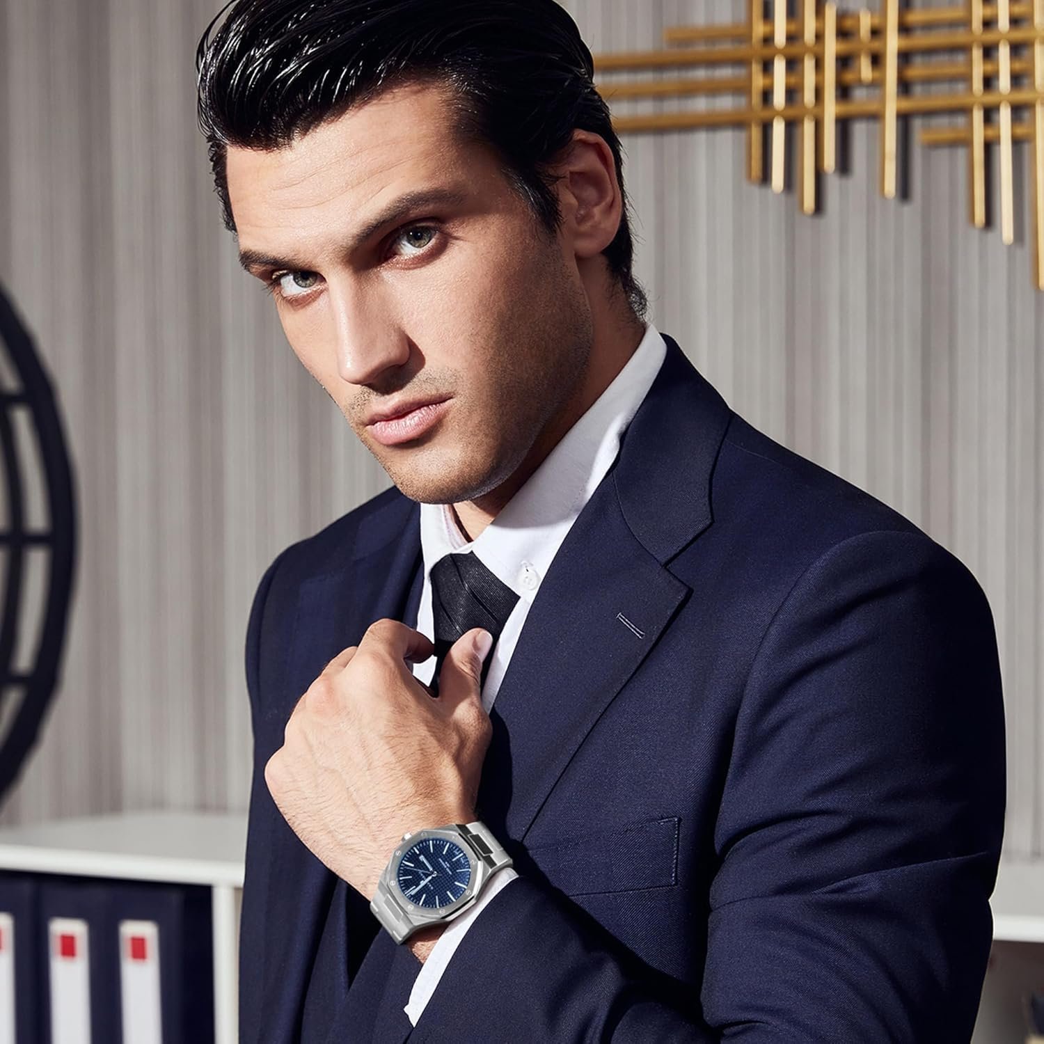 SAPPHERO Mens Watches Octagonal Stainless Steel 30M Waterpro... - Image 7