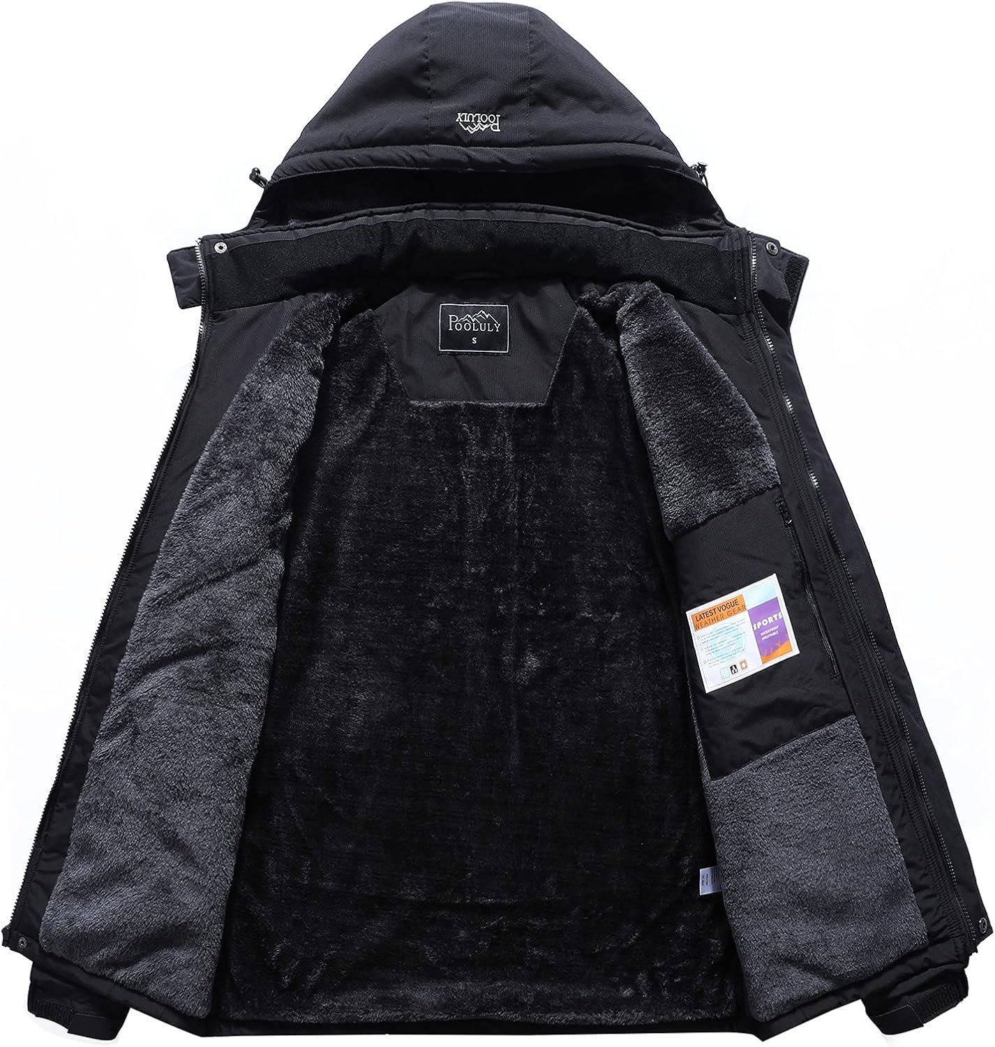 Pooluly Men's Ski Jacket Warm Winter Waterproof Windbreaker ... - Image 3