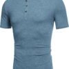 COOFANDY Men's Henley Shirts Short Sleeve Casual Basic Tee S...