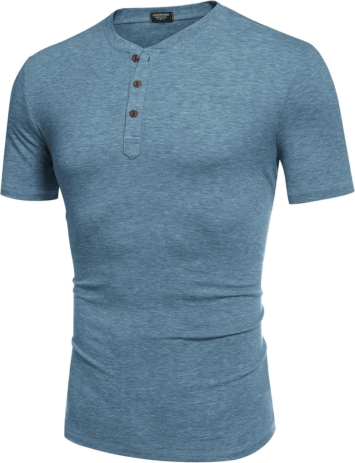 COOFANDY Men's Henley Shirts Short Sleeve Casual Basic Tee S... - Image 4